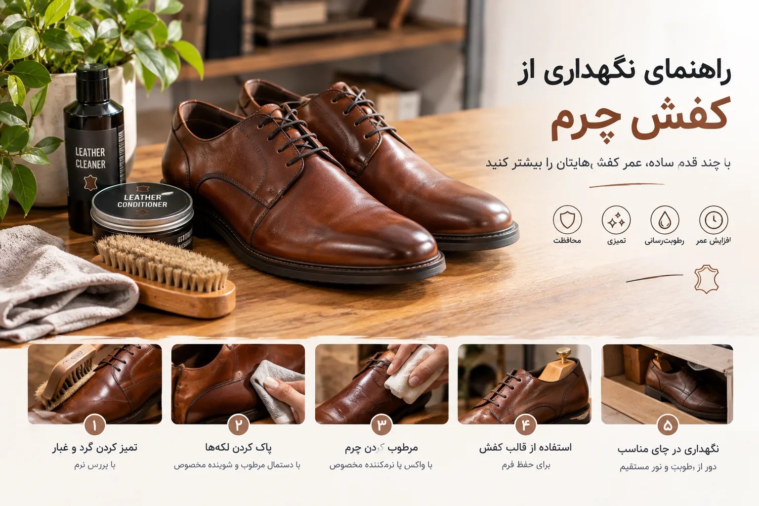 راهنمای نگهداری از کفش چرم